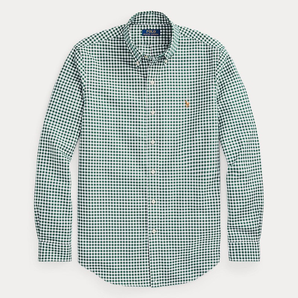 NWT• Polo Ralph Lauren Men’s Classic Fit Gingham Oxford Shirt. Green/White, 2XL